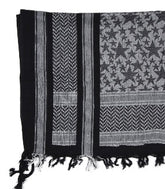Black and gray patterned shemagh scarf for fitness and boxing, ideal for cooling off and outdoor visibility, featuring star designs.